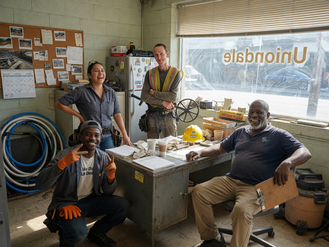 The Uniondale Water Line Pros team at work in Uniondale